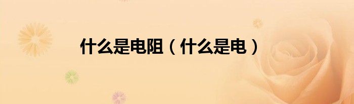 什么是電阻（什么是電）