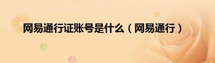 網(wǎng)易通行證賬號是什么（網(wǎng)易通行）