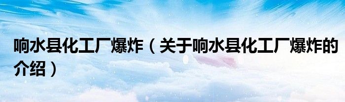 響水縣化工廠爆炸（關(guān)于響水縣化工廠爆炸的介紹）