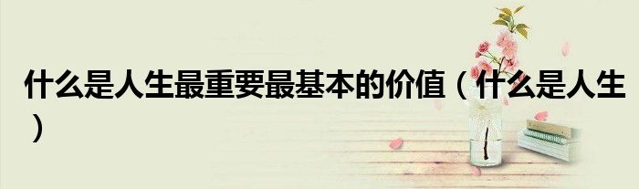 什么是人生最重要最基本的價(jià)值（什么是人生）