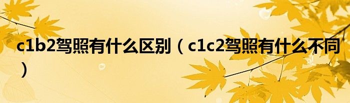 c1b2駕照有什么區(qū)別（c1c2駕照有什么不同）