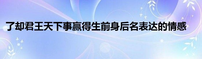 了卻君王天下事贏得生前身后名表達(dá)的情感