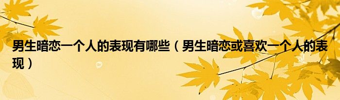 男生暗戀一個人的表現有哪些（男生暗戀或喜歡一個人的表現）