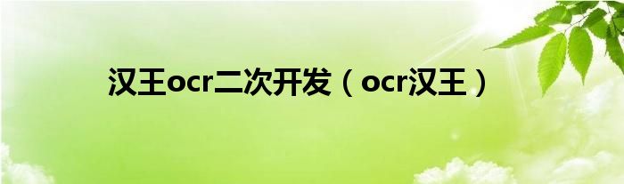 漢王ocr二次開發(fā)（ocr漢王）
