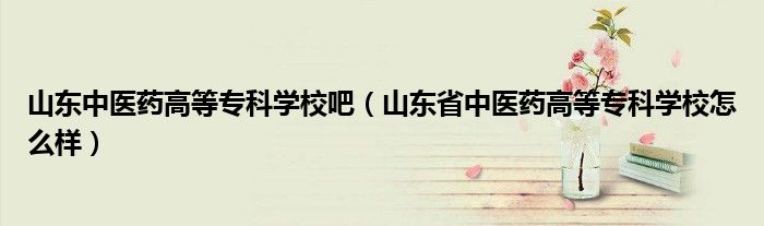 山東中醫(yī)藥高等?？茖W(xué)校吧（山東省中醫(yī)藥高等?？茖W(xué)校怎么樣）