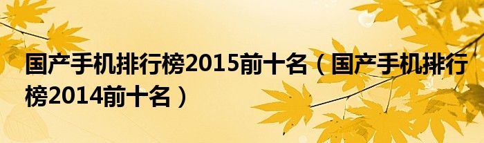 國產(chǎn)手機排行榜2015前十名（國產(chǎn)手機排行榜2014前十名）