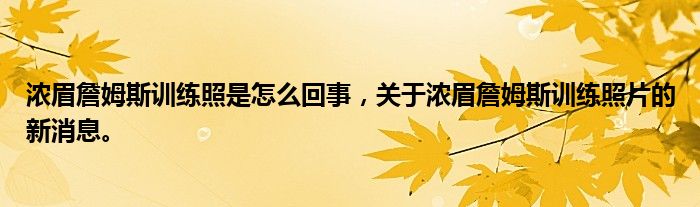 濃眉詹姆斯訓(xùn)練照是怎么回事，關(guān)于濃眉詹姆斯訓(xùn)練照片的新消息。