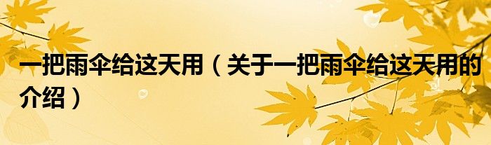 一把雨傘給這天用（關(guān)于一把雨傘給這天用的介紹）