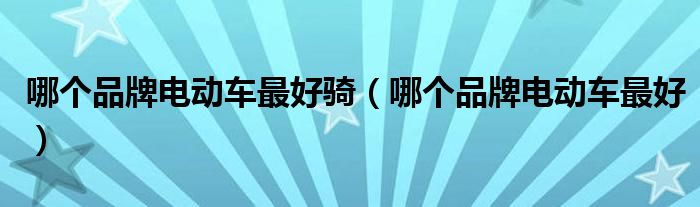 哪個(gè)品牌電動(dòng)車最好騎（哪個(gè)品牌電動(dòng)車最好）