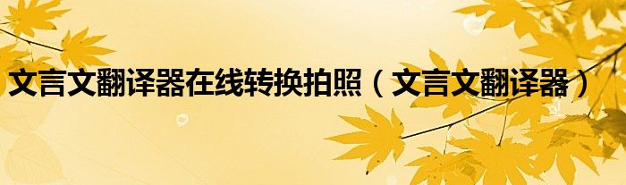 文言文翻譯器在線轉(zhuǎn)換拍照（文言文翻譯器）