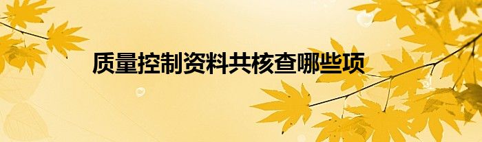 質(zhì)量控制資料共核查哪些項