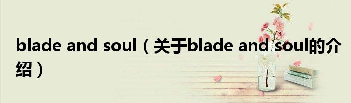 blade and soul（關(guān)于blade and soul的介紹）