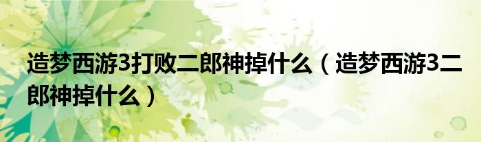 造夢西游3打敗二郎神掉什么（造夢西游3二郎神掉什么）