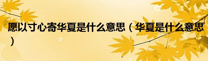 愿以寸心寄華夏是什么意思（華夏是什么意思）