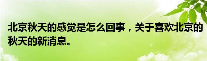 北京秋天的感覺是怎么回事，關(guān)于喜歡北京的秋天的新消息。