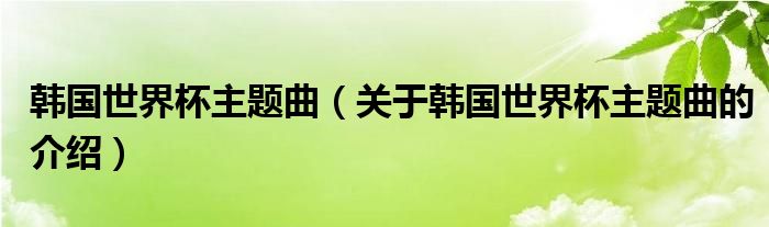 韓國(guó)世界杯主題曲（關(guān)于韓國(guó)世界杯主題曲的介紹）