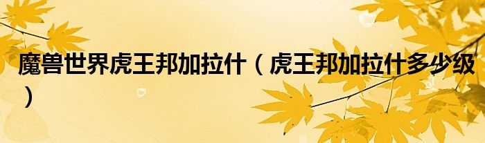 魔獸世界虎王邦加拉什（虎王邦加拉什多少級）