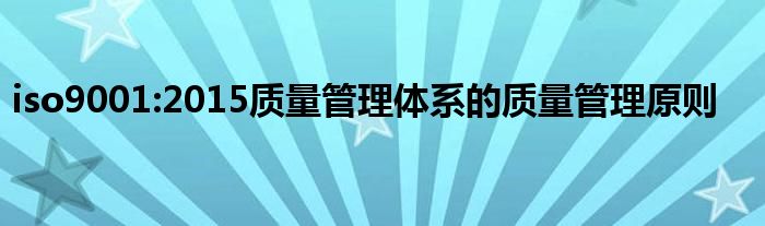 iso9001:2015質(zhì)量管理體系的質(zhì)量管理原則