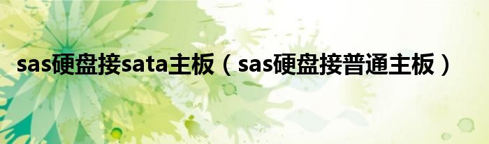 sas硬盤接sata主板（sas硬盤接普通主板）