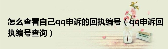 怎么查看自己qq申訴的回執(zhí)編號(hào)（qq申訴回執(zhí)編號(hào)查詢）