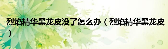烈焰精華黑龍皮沒了怎么辦（烈焰精華黑龍皮）