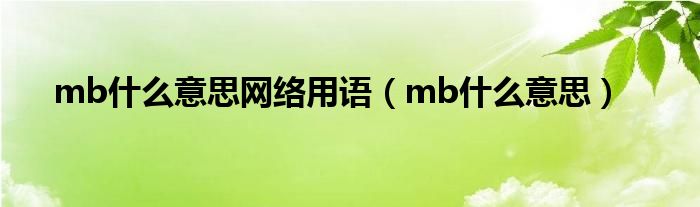 mb什么意思網(wǎng)絡(luò)用語（mb什么意思）