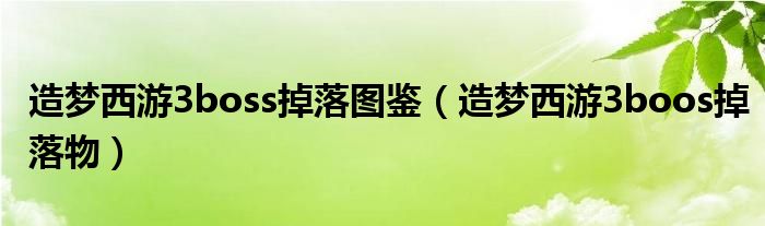 造夢西游3boss掉落圖鑒（造夢西游3boos掉落物）