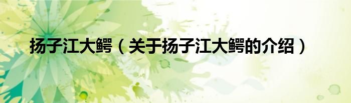 揚子江大鱷（關(guān)于揚子江大鱷的介紹）