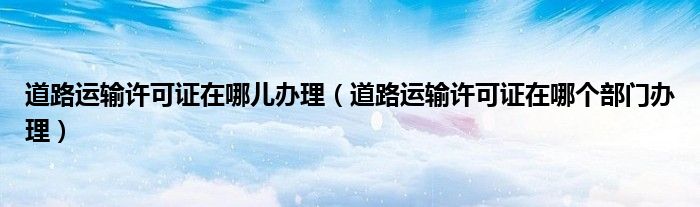 道路運輸許可證在哪兒辦理（道路運輸許可證在哪個部門辦理）