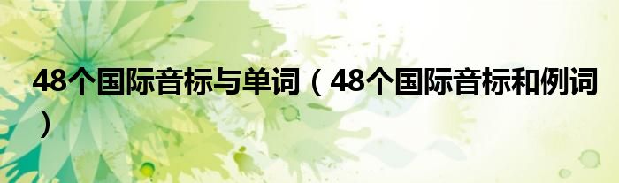48個(gè)國際音標(biāo)與單詞（48個(gè)國際音標(biāo)和例詞）
