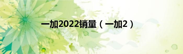 一加2022銷量（一加2）