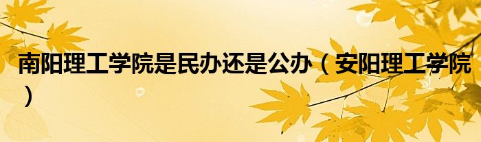 南陽(yáng)理工學(xué)院是民辦還是公辦（安陽(yáng)理工學(xué)院）