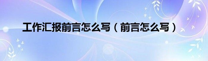 工作匯報(bào)前言怎么寫（前言怎么寫）