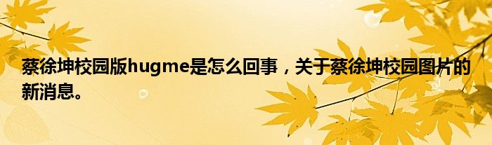 蔡徐坤校園版hugme是怎么回事，關(guān)于蔡徐坤校園圖片的新消息。