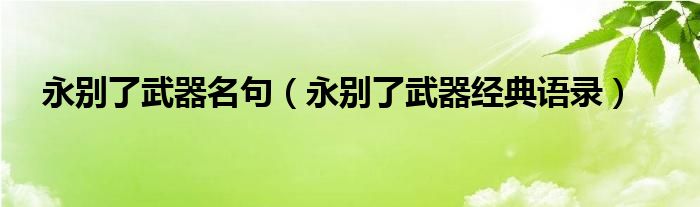 永別了武器名句（永別了武器經(jīng)典語(yǔ)錄）
