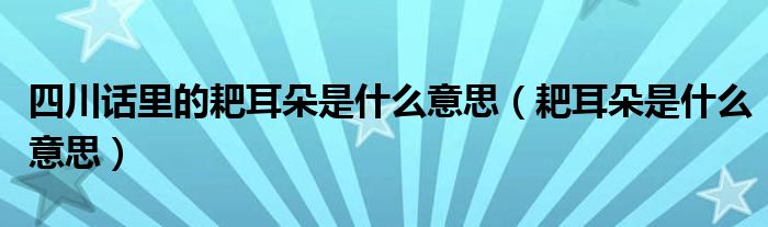 四川話里的耙耳朵是什么意思（耙耳朵是什么意思）