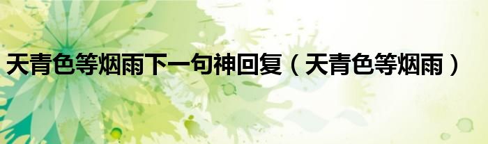天青色等煙雨下一句神回復(fù)（天青色等煙雨）