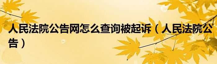 人民法院公告網(wǎng)怎么查詢被起訴（人民法院公告）