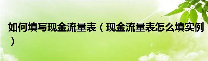 如何填寫現(xiàn)金流量表（現(xiàn)金流量表怎么填實例）