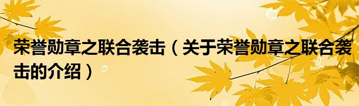 榮譽(yù)勛章之聯(lián)合襲擊（關(guān)于榮譽(yù)勛章之聯(lián)合襲擊的介紹）