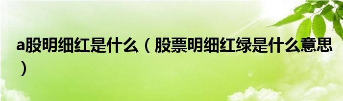 a股明細紅是什么（股票明細紅綠是什么意思）