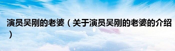 演員吳剛的老婆（關(guān)于演員吳剛的老婆的介紹）