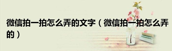 微信拍一拍怎么弄的文字（微信拍一拍怎么弄的）