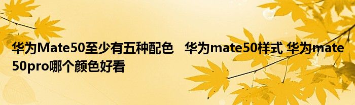 華為Mate50至少有五種配色 華為mate50樣式 華為mate50pro哪個(gè)顏色好看