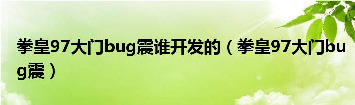 拳皇97大門bug震誰開發(fā)的（拳皇97大門bug震）