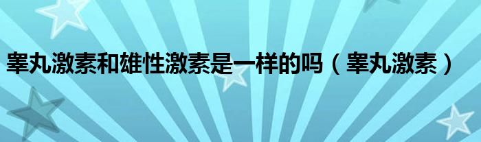 睪丸激素和雄性激素是一樣的嗎（睪丸激素）