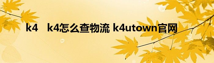 k4 k4怎么查物流 k4utown官網(wǎng)