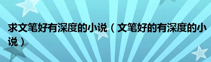 求文筆好有深度的小說（文筆好的有深度的小說）