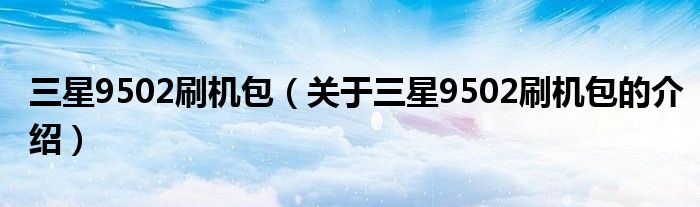 三星9502刷機包（關(guān)于三星9502刷機包的介紹）