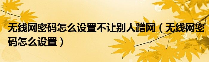 無線網(wǎng)密碼怎么設(shè)置不讓別人蹭網(wǎng)（無線網(wǎng)密碼怎么設(shè)置）